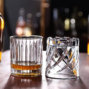 VARETS (Vertical Pattern) Thickened Whiskey Glass, Rotatable Decompression, 9.6 Ounces, Vintage Whiskey/Scotch/Bourbon Crystal Wine Cocktail