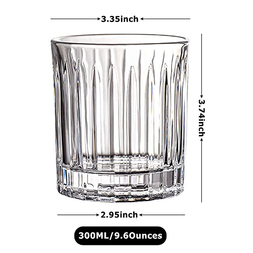 VARETS (Vertical Pattern) Thickened Whiskey Glass, Rotatable Decompression, 9.6 Ounces, Vintage Whiskey/Scotch/Bourbon Crystal Wine Cocktail