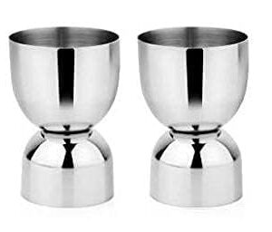 Garden Of Arts Stainless Steel Set of 2 Damru shape peg shot glasses Measure 30 ml and 60 ml fancy antique glass can be used both side for welcome drinking and tasting