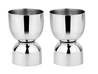 Garden Of Arts Stainless Steel Set of 2 Damru shape peg shot glasses Measure 30 ml and 60 ml fancy antique glass can be used both side for welcome drinking and tasting