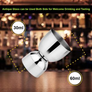 Garden Of Arts Stainless Steel Set of 2 Damru shape peg shot glasses Measure 30 ml and 60 ml fancy antique glass can be used both side for welcome drinking and tasting