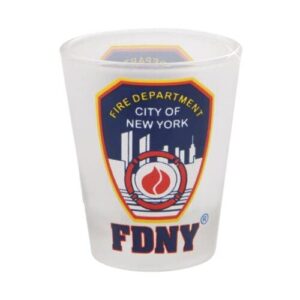 lunch money frosted fdny shot glass city of new york fire department officially licensed shot glass
