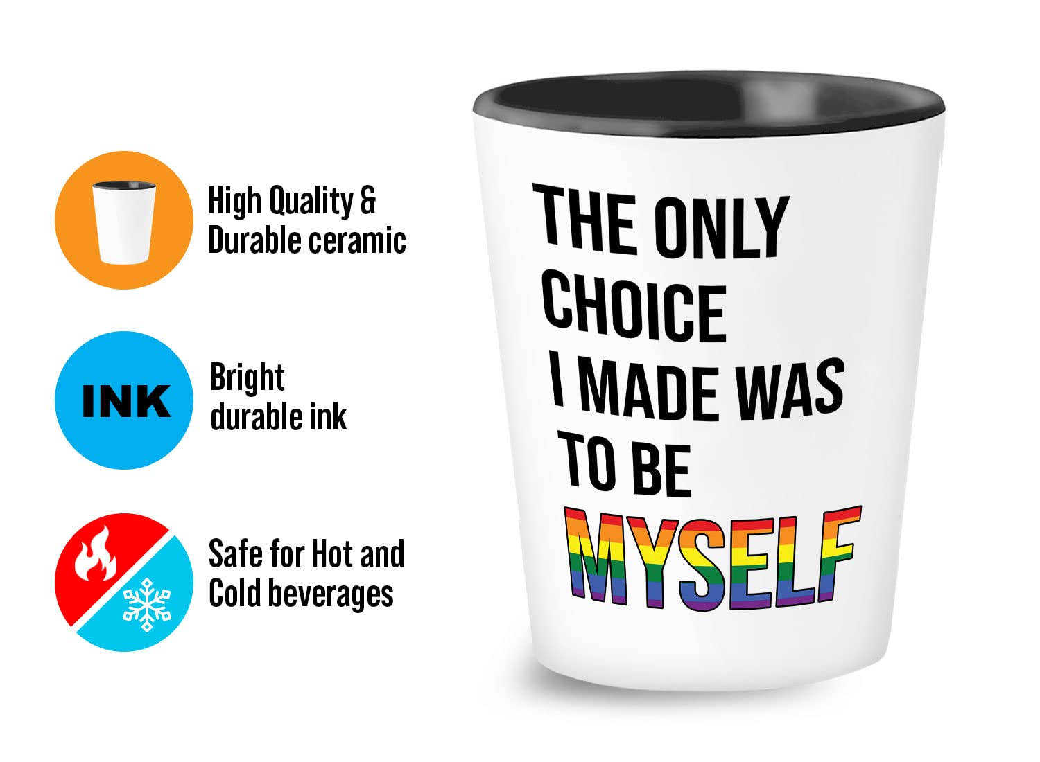 Bubble Hugs LGBTQ Shot Glass 1.5oz - Proud Ally - LGBT LGBTQ Pride Friends Gay Lesbian Human Rights Transgender Gay Pride Proud Ally Rainbow Love Equality