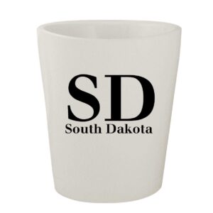 molandra products sd south dakota - white ceramic 1.5oz shot glass