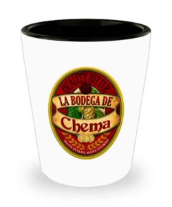 1 oz shotglass with bodega de chema graphics