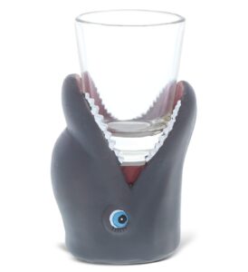 cota global gray dolphin shaped shot glass, cool & funny whiskey tequila & alcohol drinking glass dolphin for shots, dolphin gift for men & women 2.50" x 4" 1.5 oz