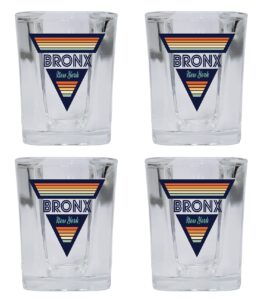 r and r imports bronx new york 2 ounce square base liquor shot glass retro design 4-pack