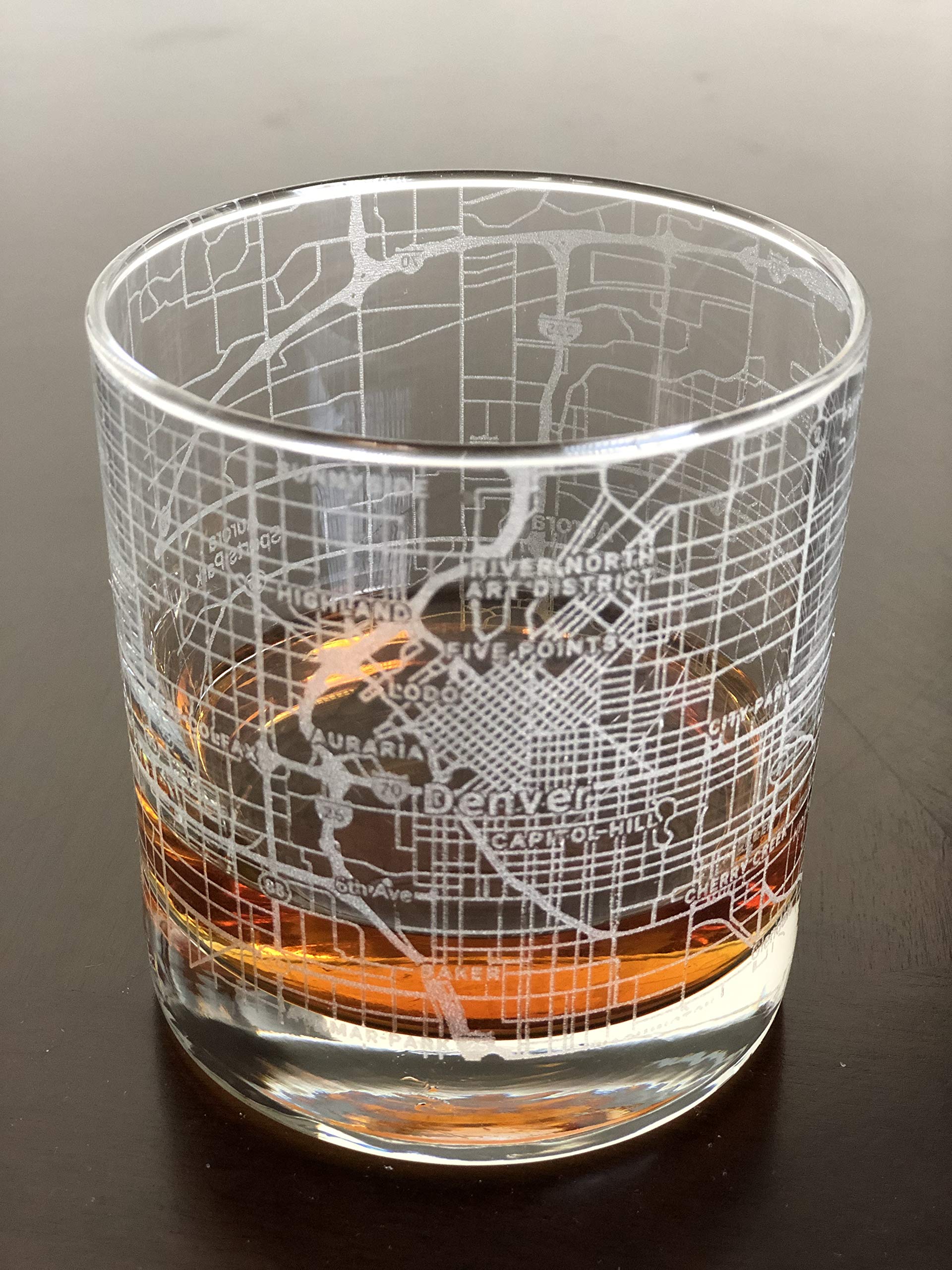 Rocks Whiskey Old Fashioned 11oz Glass Urban City Map Denver Colorado