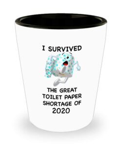 creator's cove i survived the toilet paper shortage of 2020 funny toulet novelty shot glass cup for bathroom, paper bathroom design gag gift mother father brother