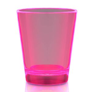 flashingblinkylights 1.5 oz. neon pink glow shot glasses, uv reactive (12 pack)