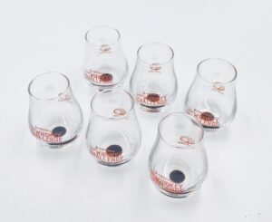 whiskey rum tequilatasting glasses | set of 6 | professional 3.5 oz blind tasting stemless tulip shaped tasting and nosing copitas | small crystal snifters gift sniffers for sipping neat liquor