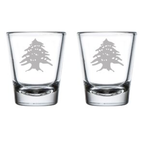 set of 2 shot glasses 1.75oz shot glass cedar tree lebanon lebanese