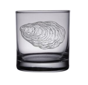 hullspeed designs oyster engraved rocks & whiskey glasses - set of 2