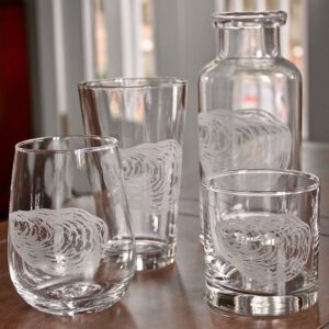 HullSpeed Designs Oyster Engraved Rocks & Whiskey Glasses - set of 2