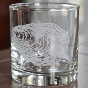 HullSpeed Designs Oyster Engraved Rocks & Whiskey Glasses - set of 2