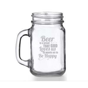 beer is a proof that god loves us mason jar mug