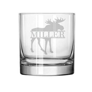 engraved rocks whiskey glass moose custom personalized