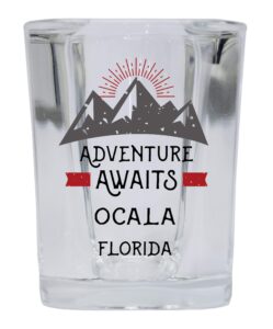 r and r imports ocala florida souvenir 2 ounce square base liquor shot glass adventure awaits design
