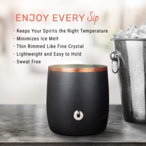 Snowfox Vacuum Insulated Stainless Steel Whiskey Rocks Glass with Lid - Old Fashioned, Whiskey, Lowball Glasses - Elegant Home Bartending - Beverages & Cocktails Stay Cold - Olive Grey