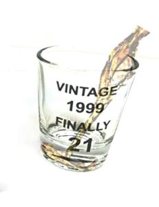21st birthday shot glass -21st birthday gifts- finally 21 (1999)- 21st birthday for him/her compliments birthday decorations