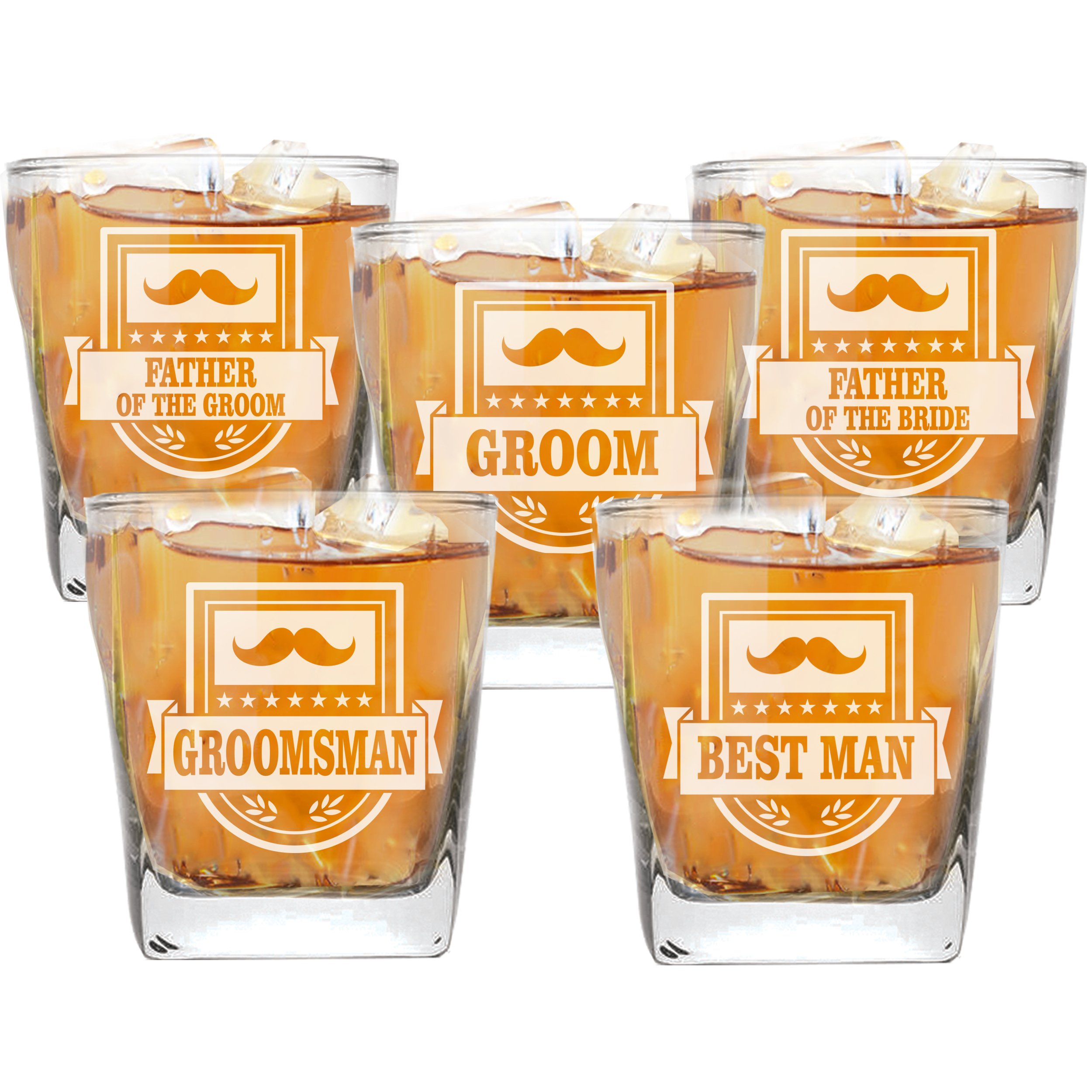 My Personal Memories Mustache Style 9 oz Whiskey Rocks Glass for Wedding Party