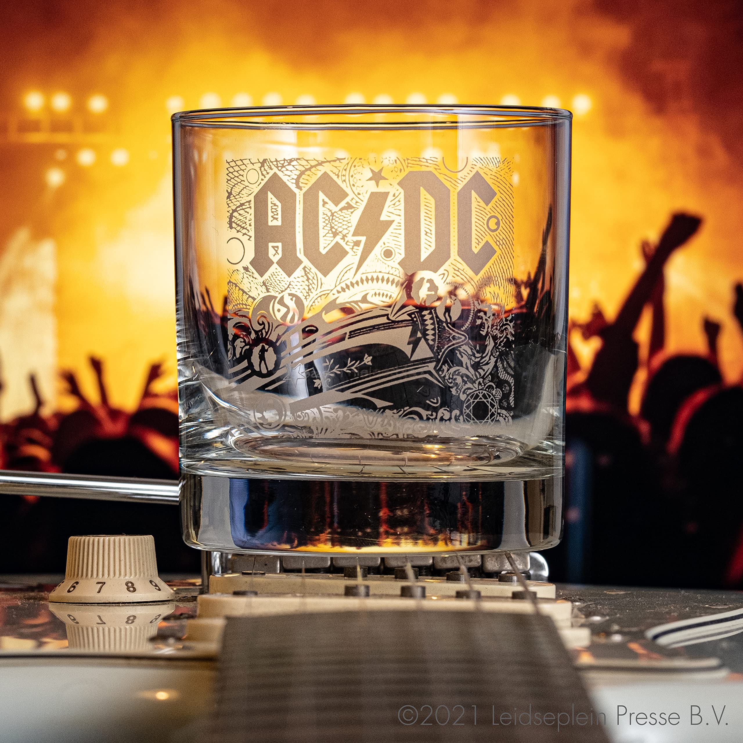 AC/DC Rock n' Roll Train Etched Whiskey Glass - Officially Licensed, Premium Quality, Handcrafted Glassware, 11oz. Rocks Glass - Perfect Collectible Gift for Rock Music Fans, Birthdays, & AC/DC Lovers