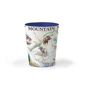 xplorer maps rocky mountain national park map ceramic shot glass, bpa-free - for office, home, gift, party - durable and holds 1.5 oz liquid