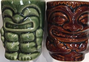 chiefly hawaiian love and happy tiki god shot glass set of 2 pieces