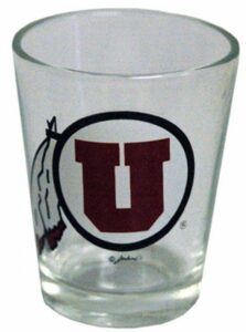 ncaa utah utes shotglass clear logo