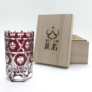 (Creative Series) Tamakiko Hexagonal Basket Shot Glass, Kiriko Glass, Shot Glass, Straight in Paulownia Box, Kiriko Workshop, Promitsu Made in Japan, Independent Kiriko Artist Mitsuki Saito