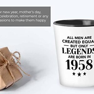 Flairy Land Birthday Shot Glass 1.5oz - Only Legeands Born 1958 B - Gifts For Men Birthday Turning 65 Years Old 1958 Vintage Dad Grandpa Husband Brother
