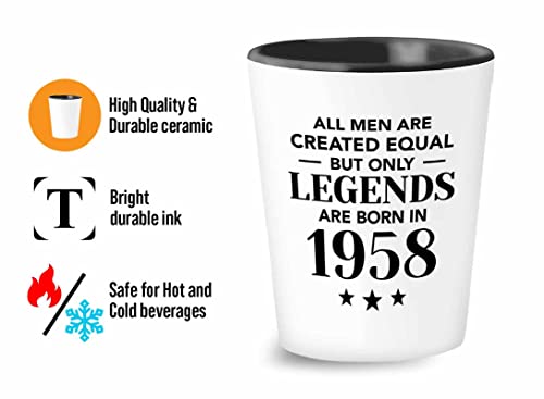 Flairy Land Birthday Shot Glass 1.5oz - Only Legeands Born 1958 B - Gifts For Men Birthday Turning 65 Years Old 1958 Vintage Dad Grandpa Husband Brother