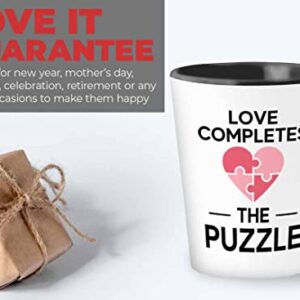 Puzzle Shot Glass 1.5oz - Love completes the puzzle - Brain Game Adult Educational Toy Kids 12 Year Old Boy Crossword Challenge Children