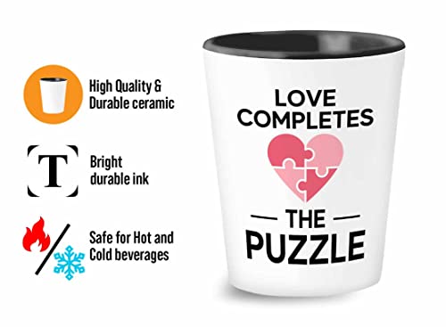 Puzzle Shot Glass 1.5oz - Love completes the puzzle - Brain Game Adult Educational Toy Kids 12 Year Old Boy Crossword Challenge Children