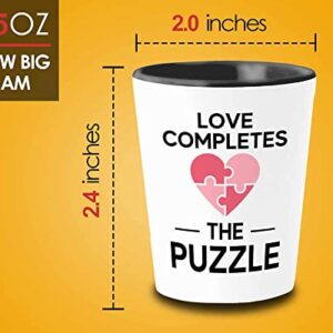 Puzzle Shot Glass 1.5oz - Love completes the puzzle - Brain Game Adult Educational Toy Kids 12 Year Old Boy Crossword Challenge Children