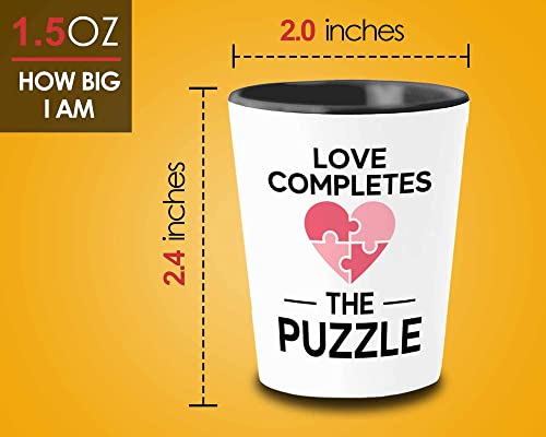 Puzzle Shot Glass 1.5oz - Love completes the puzzle - Brain Game Adult Educational Toy Kids 12 Year Old Boy Crossword Challenge Children