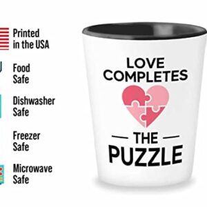 Puzzle Shot Glass 1.5oz - Love completes the puzzle - Brain Game Adult Educational Toy Kids 12 Year Old Boy Crossword Challenge Children