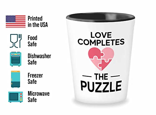 Puzzle Shot Glass 1.5oz - Love completes the puzzle - Brain Game Adult Educational Toy Kids 12 Year Old Boy Crossword Challenge Children