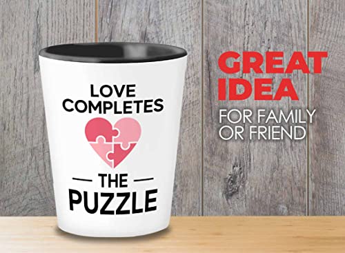 Puzzle Shot Glass 1.5oz - Love completes the puzzle - Brain Game Adult Educational Toy Kids 12 Year Old Boy Crossword Challenge Children