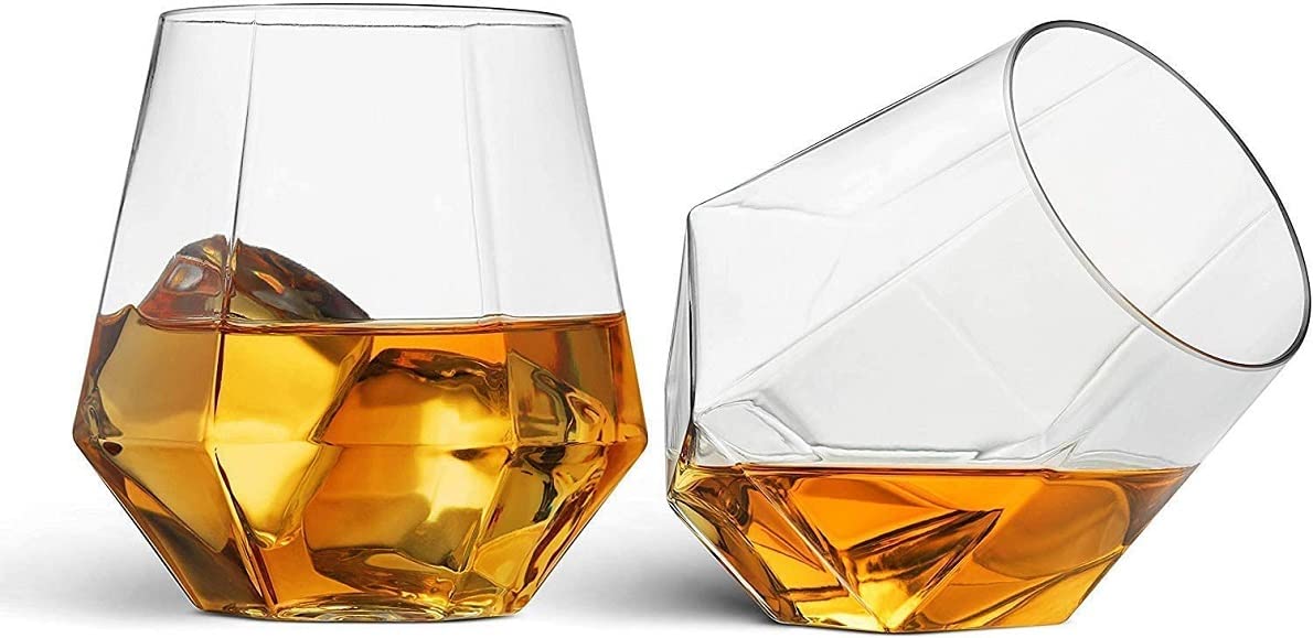 CHIRAG EXIM Crystal Whiskey Cut Glasses Set of 6 pcs- 300 ml Bar Glass for Drinking Bourbon, Whisky, Scotch, Cocktails, Cognac- Old Fashioned Cocktail Tumblers