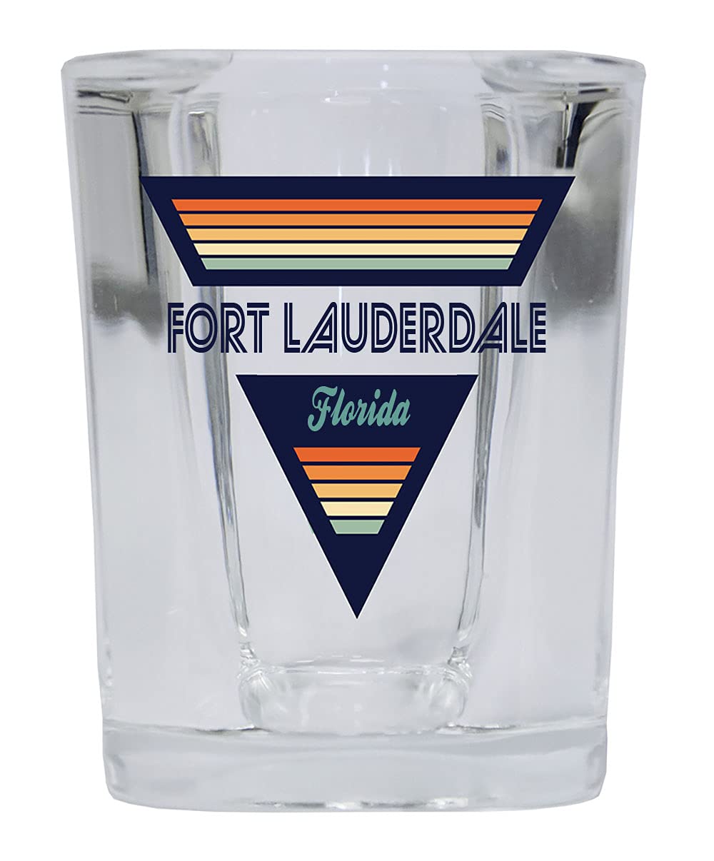 R and R Imports Fort Lauderdale Florida 2 Ounce Square Base Liquor Shot Glass Retro Design