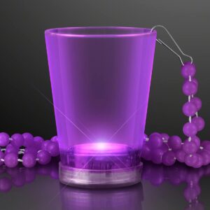 flashingblinkylights 1.5 oz. light up purple shot glasses on purple beads (12 pack)