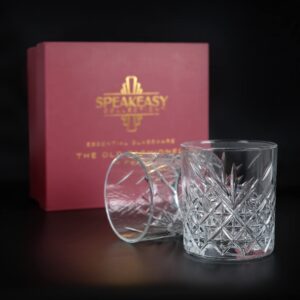 Speakeasy Collection Vintage Old Fashioned Glasses | Classic Whiskey Set of 2 | 12 oz Lead-free Cocktail Glassware for Scotch Bourbon | Neat or Rocks | Beautiful Gift Box Packaging Designed in Tuscany