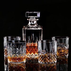 CREATIVELAND Double Old Fashioned Glasses Set of 4 Vintage Crystal Clarity Vintage Whiskey 11.83oz | 350ml Gifts for Dad for Scotch, Cocktail, Rocks, Bourbon, Home Bar Whiskey Glass Set