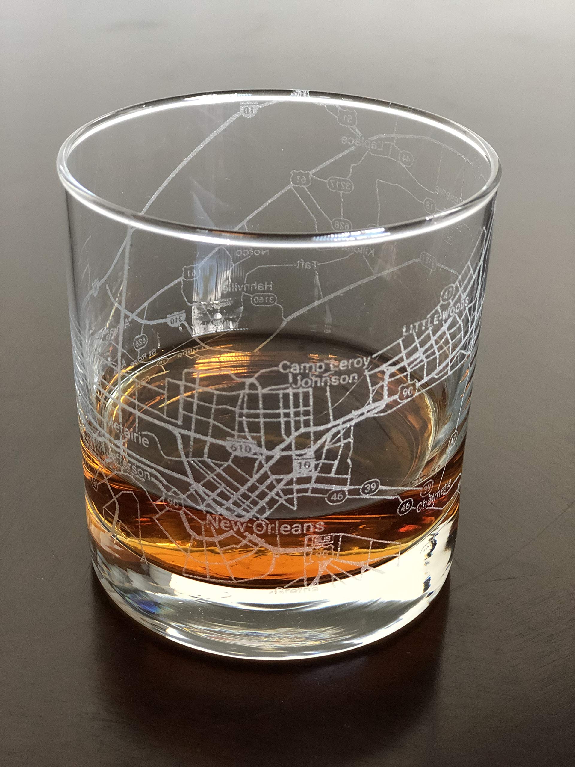 Rocks Whiskey Old Fashioned 11oz Glass Urban City Map New Orleans Louisiana