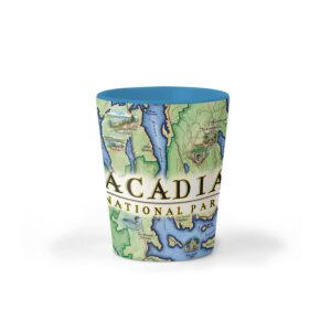 xplorer maps acadia national park map ceramic shot glass, bpa-free - for office, home, gift, party - durable and holds 1.5 oz liquid