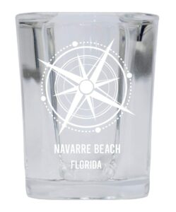 navarre beach souvenir 2 ounce square shot glass laser etched compass design