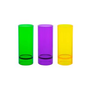 party essentials hard plastic 2-ounce shot glasses/shooters, 10 count, mardi gras mix