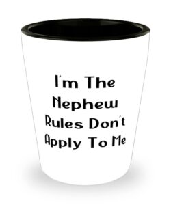 sarcasm nephew, i'm the nephew rules don't apply to me, holiday shot glass for nephew