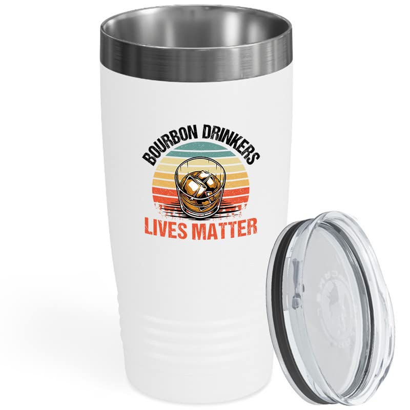 Whiskey Lover White Viking Tumbler 20oz - Bourbon Drinkers Lives Matter - Drinking Bar Shot Champagne Coctail Vodka Beverages Adult Father's Day